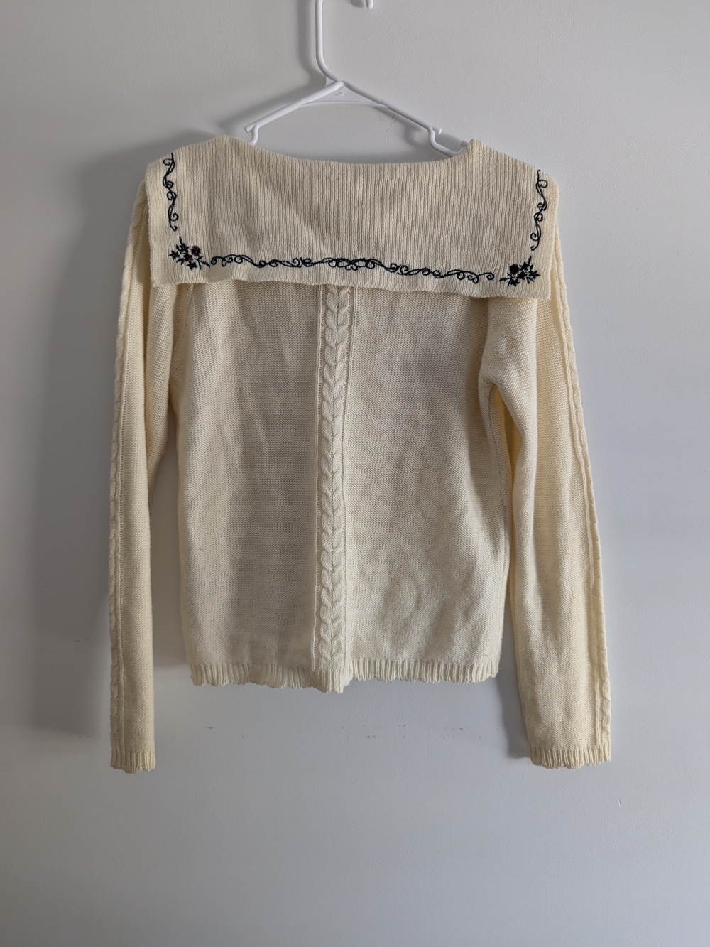 Axes Femme Cream Embroidered Sailor Collar Knit Sweater - Picture 5 of 6